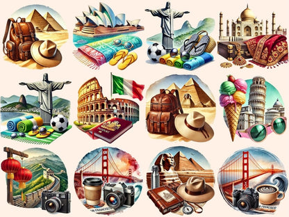 World Landmarks Clipart famous sites clipart - Wonders Artist