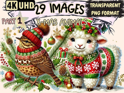 X - mas Animals Clipart Christmas Creatures - Wonders Artist