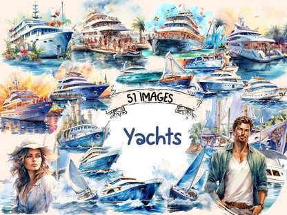 Yachts Watercolor Clipart boat clipart - Wonders Artist