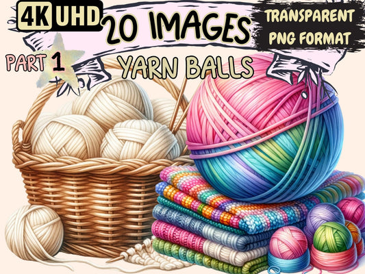 Yarn Balls Clipart - High - Quality Instant Digital Download for Creative Projects