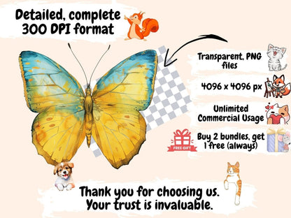 Yellow Butterflies Watercolor Clipart butterflies clipart - Wonders Artist