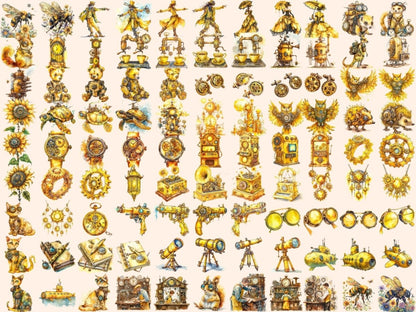 Yellow Butterflies Watercolor Clipart steampunk art - Wonders Artist