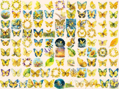 Yellow Butterflies Watercolor Clipart butterflies clipart - Wonders Artist