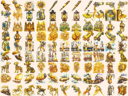 Yellow Butterflies Watercolor Clipart steampunk art - Wonders Artist