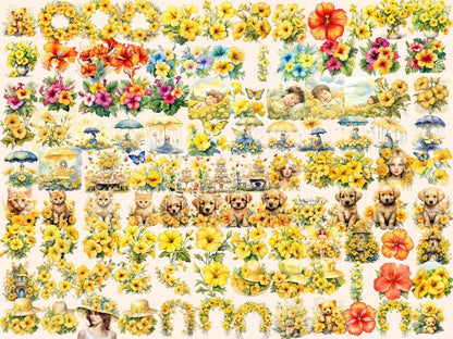 Yellow Petunias Watercolor Clipart petunia bouquet png - Wonders Artist