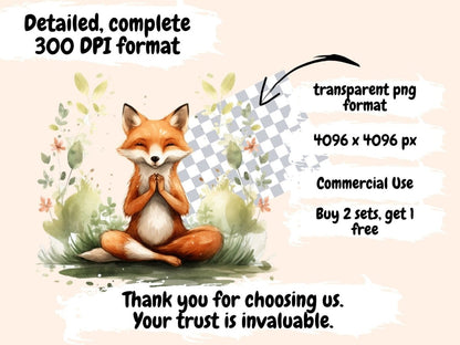 Yoga Animals Watercolor Clipart animal meditation - Wonders Artist