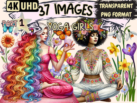 Yoga Girls Clipart - High - Quality Instant Digital Download for Creative Projects