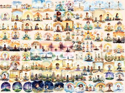 Yoga Kids Watercolor Clipart child meditation png - Wonders Artist