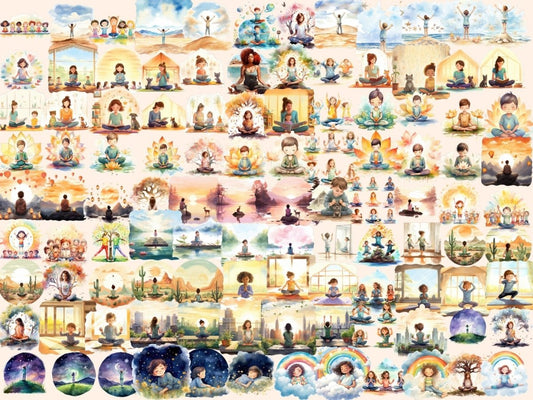 คลิปอาร์ตสีน้ำเด็กโยคะ