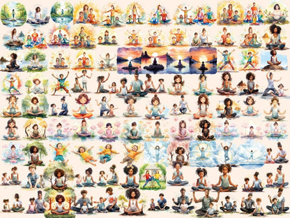 Yoga Kids Watercolor Clipart child meditation png - Wonders Artist