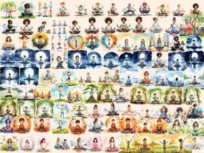 Yoga Kids Watercolor Clipart child meditation png - Wonders Artist