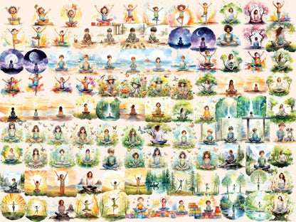 Yoga Kids Watercolor Clipart child meditation png - Wonders Artist