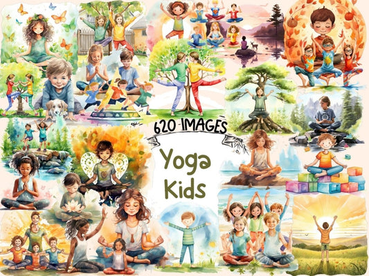 Yoga Kids Watercolor Clipart child meditation png - Wonders Artist