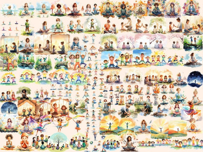 Yoga Kids Watercolor Clipart child meditation png - Wonders Artist