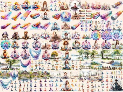 Yoga Watercolor Clipart cute yoga clipart - Wonders Artist