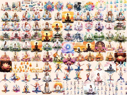 Yoga Watercolor Clipart cute yoga clipart - Wonders Artist