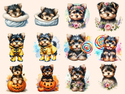 Yorkshire Terriers (P2) Clipart Cute terrier art - Wonders Artist