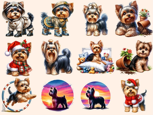 Yorkshirští teriéři (P3) Clipart