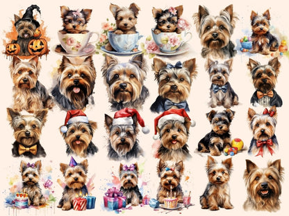 Yorkshire Terriers Watercolor Clipart cute yorkie clipart - Wonders Artist