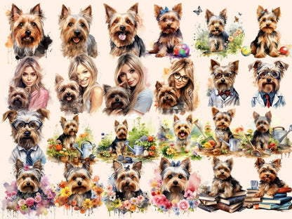 Yorkshire Terriers Watercolor Clipart cute yorkie clipart - Wonders Artist