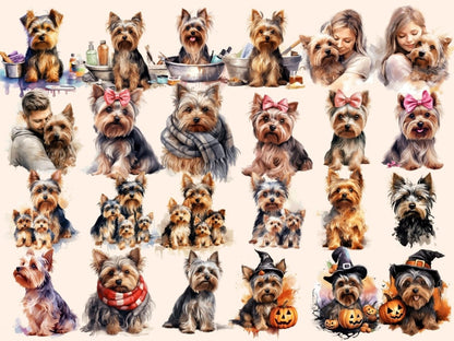 Yorkshire Terriers Watercolor Clipart cute yorkie clipart - Wonders Artist