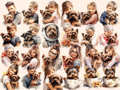 Yorkshire Terriers Watercolor Clipart cute yorkie clipart - Wonders Artist