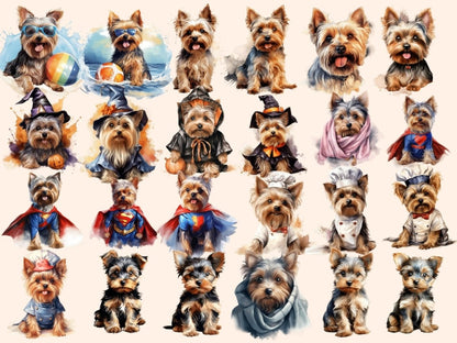 Yorkshire Terriers Watercolor Clipart cute yorkie clipart - Wonders Artist
