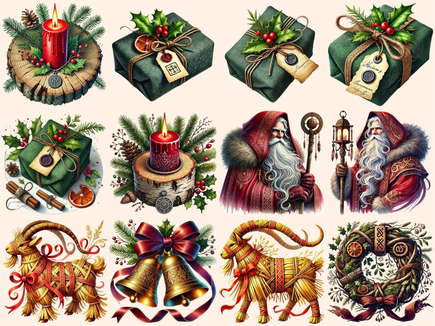 Yule (P1) Clipart - High - Quality Instant Digital Download for Creative Projects