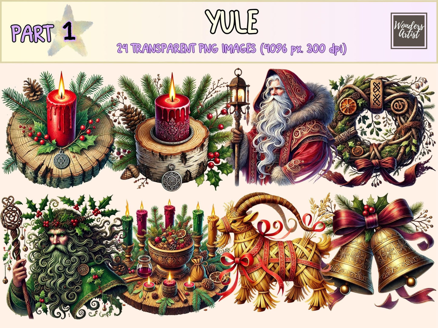 Yule (P1) Clipart - High - Quality Instant Digital Download for Creative Projects