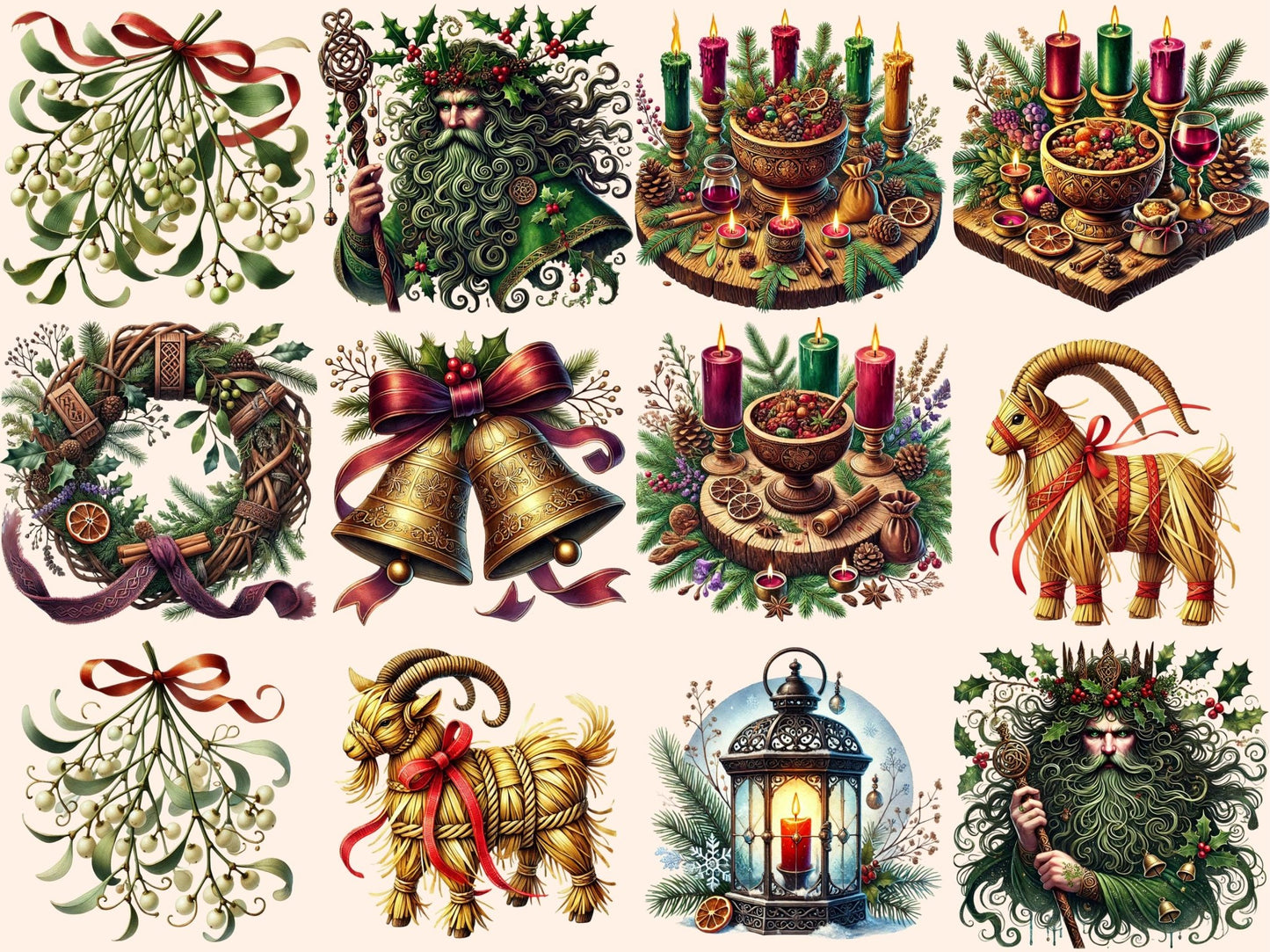 Yule (P1) Clipart - High - Quality Instant Digital Download for Creative Projects