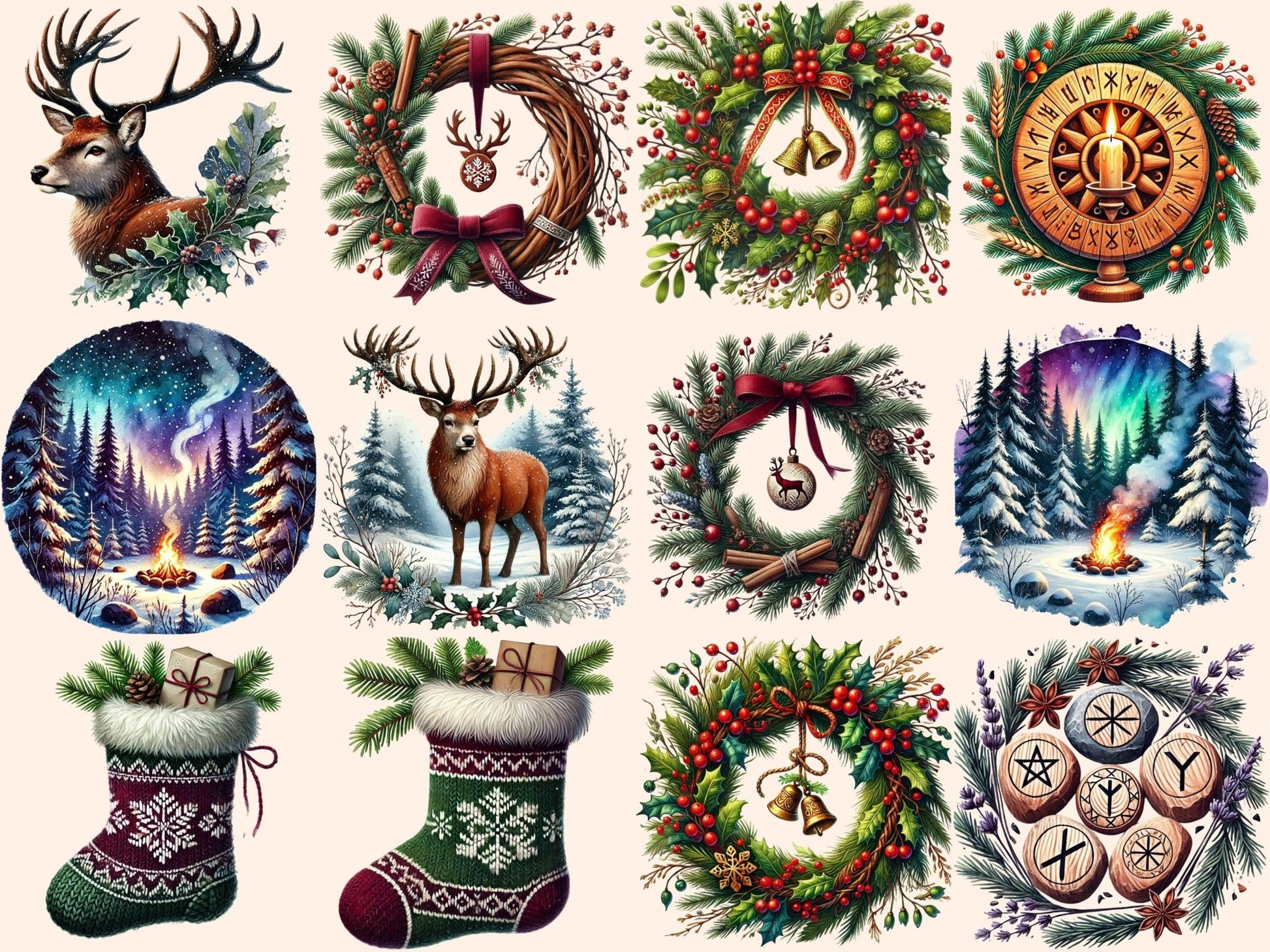 Yule (P2) Clipart - High - Quality Instant Digital Download for Creative Projects