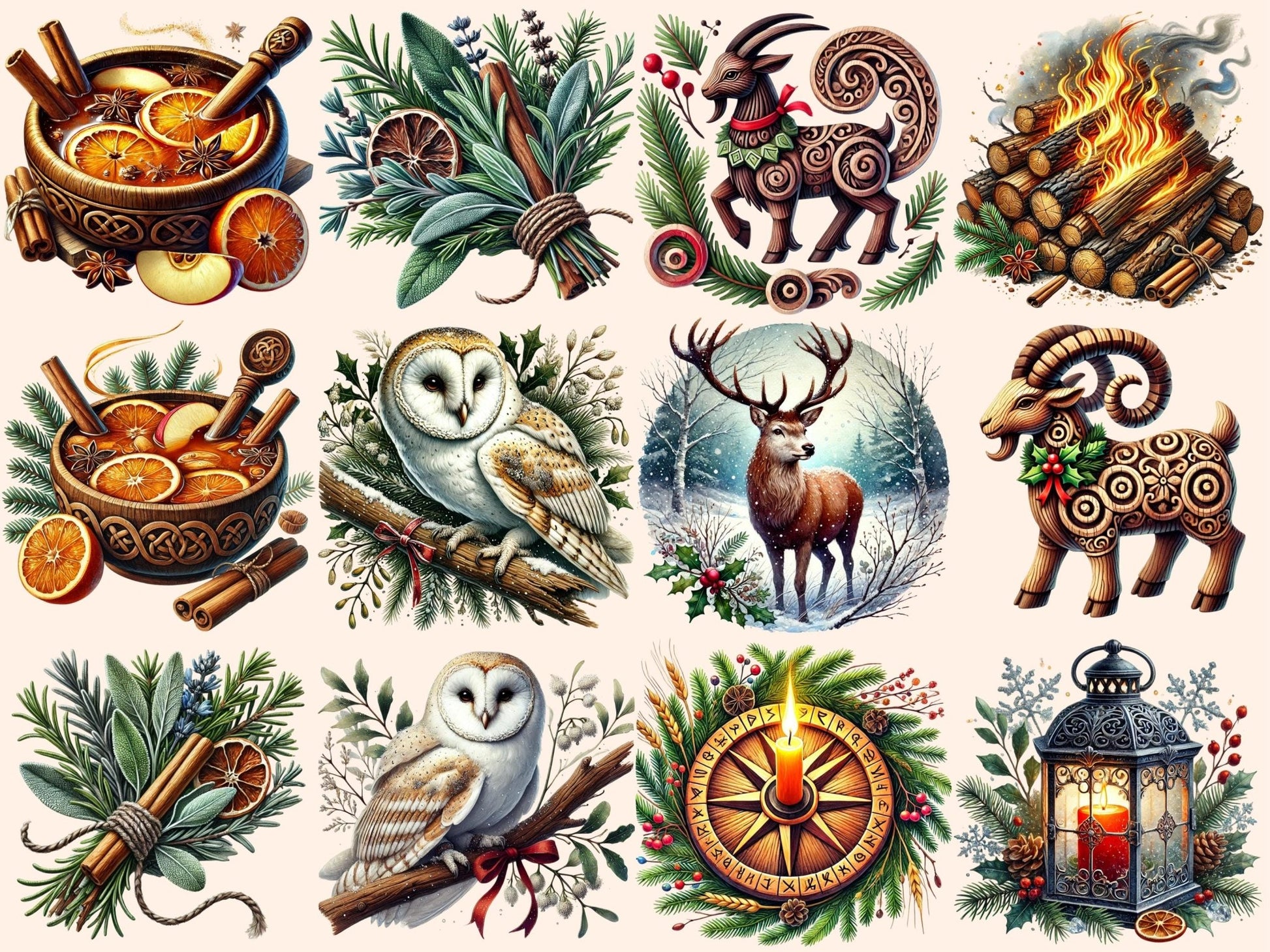 Yule (P2) Clipart - High - Quality Instant Digital Download for Creative Projects