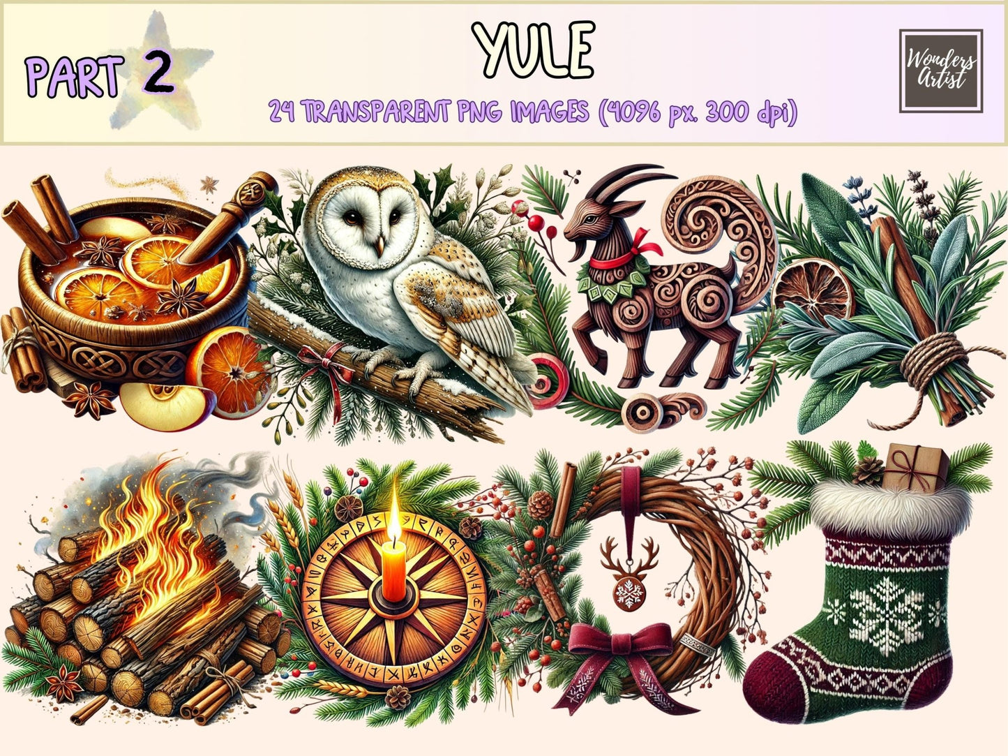 Yule (P2) Clipart - High - Quality Instant Digital Download for Creative Projects