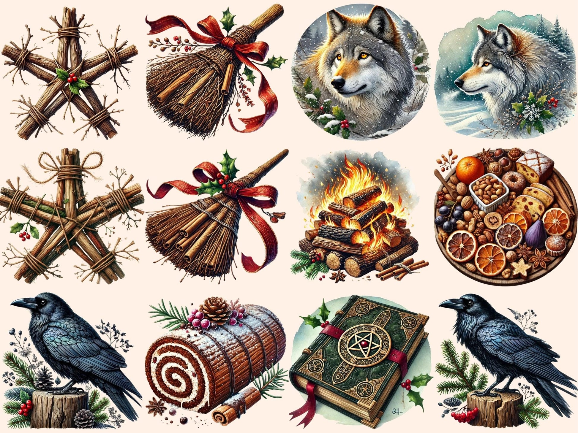 Yule (P3) Clipart - High - Quality Instant Digital Download for Creative Projects