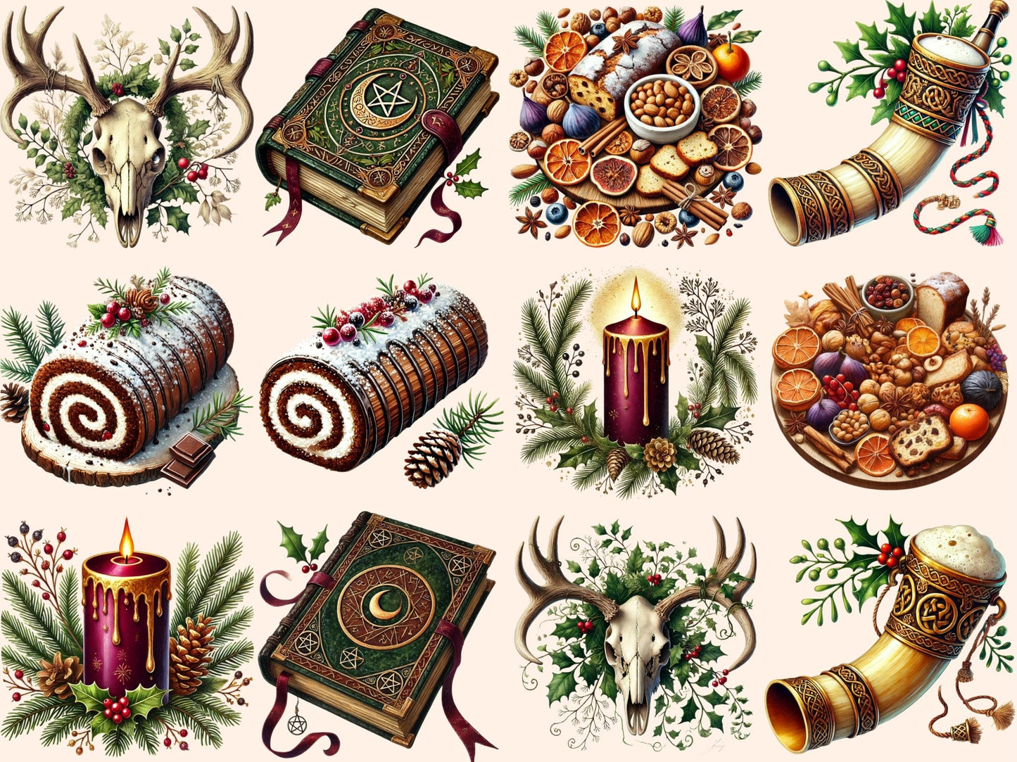 Yule (P3) Clipart - High - Quality Instant Digital Download for Creative Projects