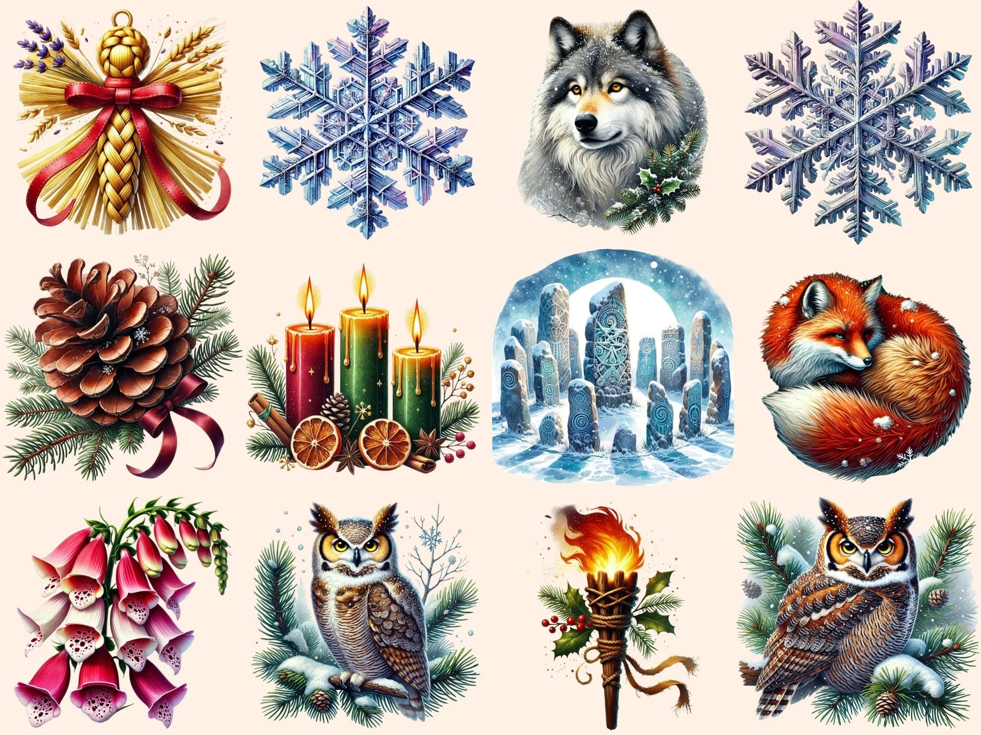 Yule (P4) Clipart - High - Quality Instant Digital Download for Creative Projects