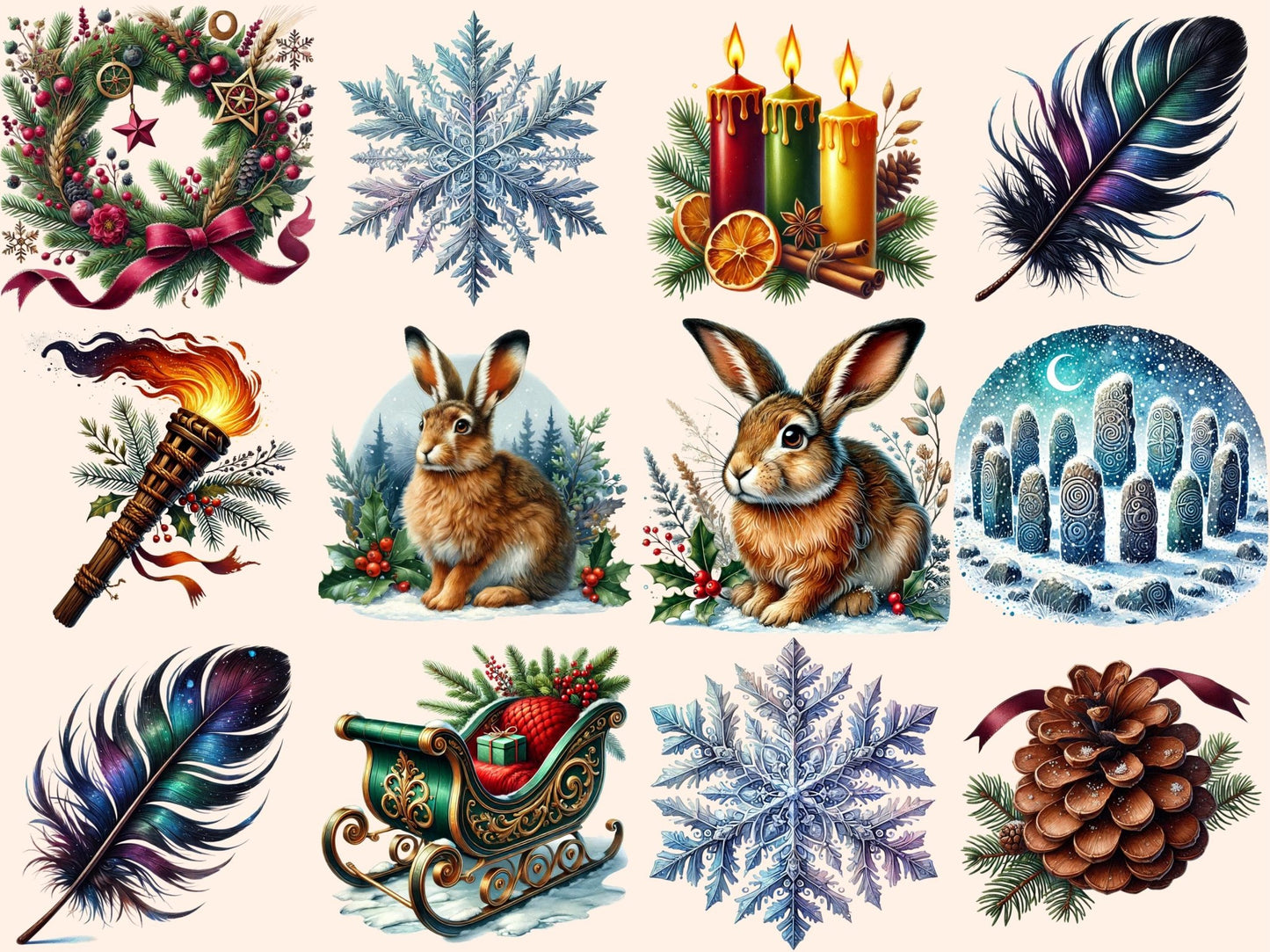 Yule (P4) Clipart - High - Quality Instant Digital Download for Creative Projects