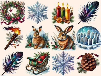 Yule (P4) Clipart cozy winter solstice - Wonders Artist
