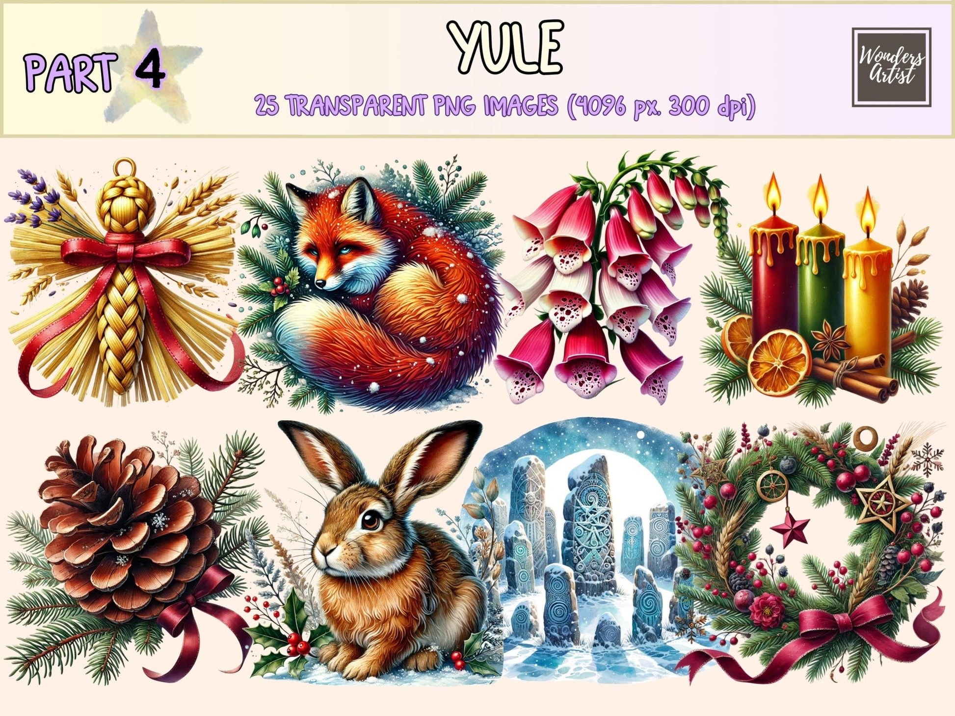 Yule (P4) Clipart - High - Quality Instant Digital Download for Creative Projects