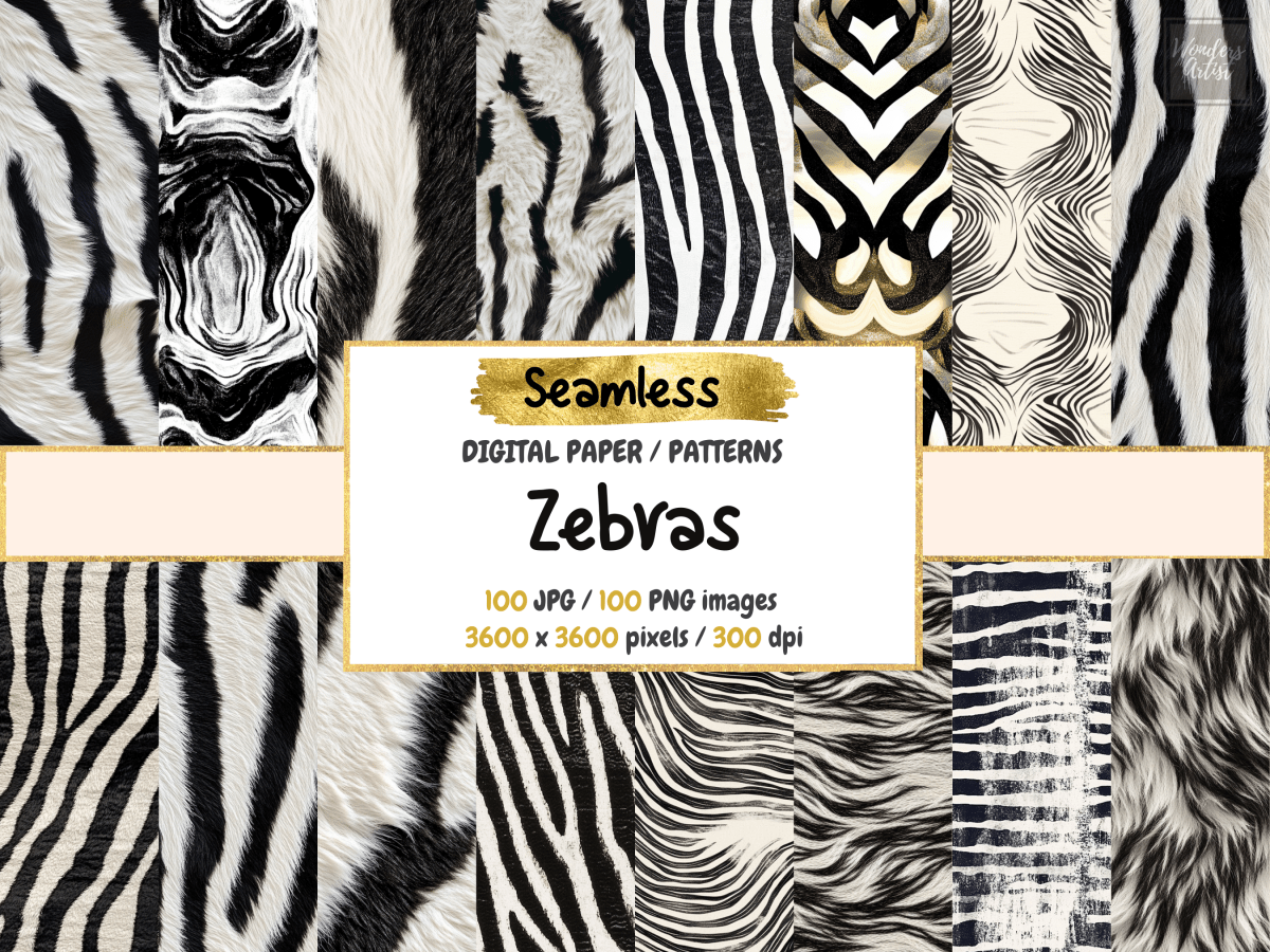 Zebras Digital Paper All Bundles Backgrounds Digital Paper - WondersArtist