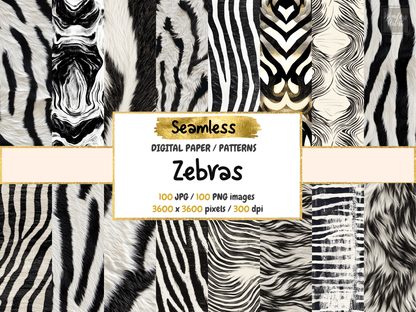 Zebras Digital Paper All Bundles Backgrounds Digital Paper - WondersArtist