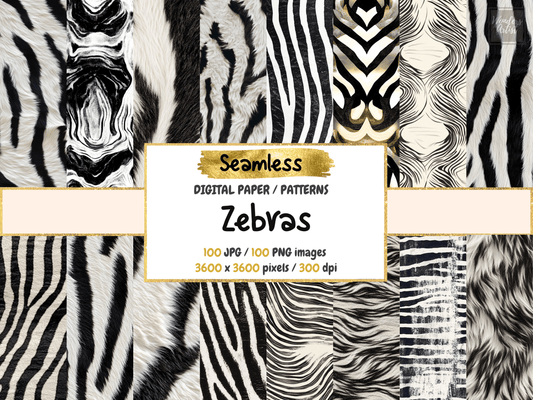 Zebras Digital Paper All Bundles Backgrounds Digital Paper - WondersArtist