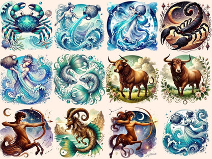 Zodiacs Clipart Cute zodiac art - Wonders Artist