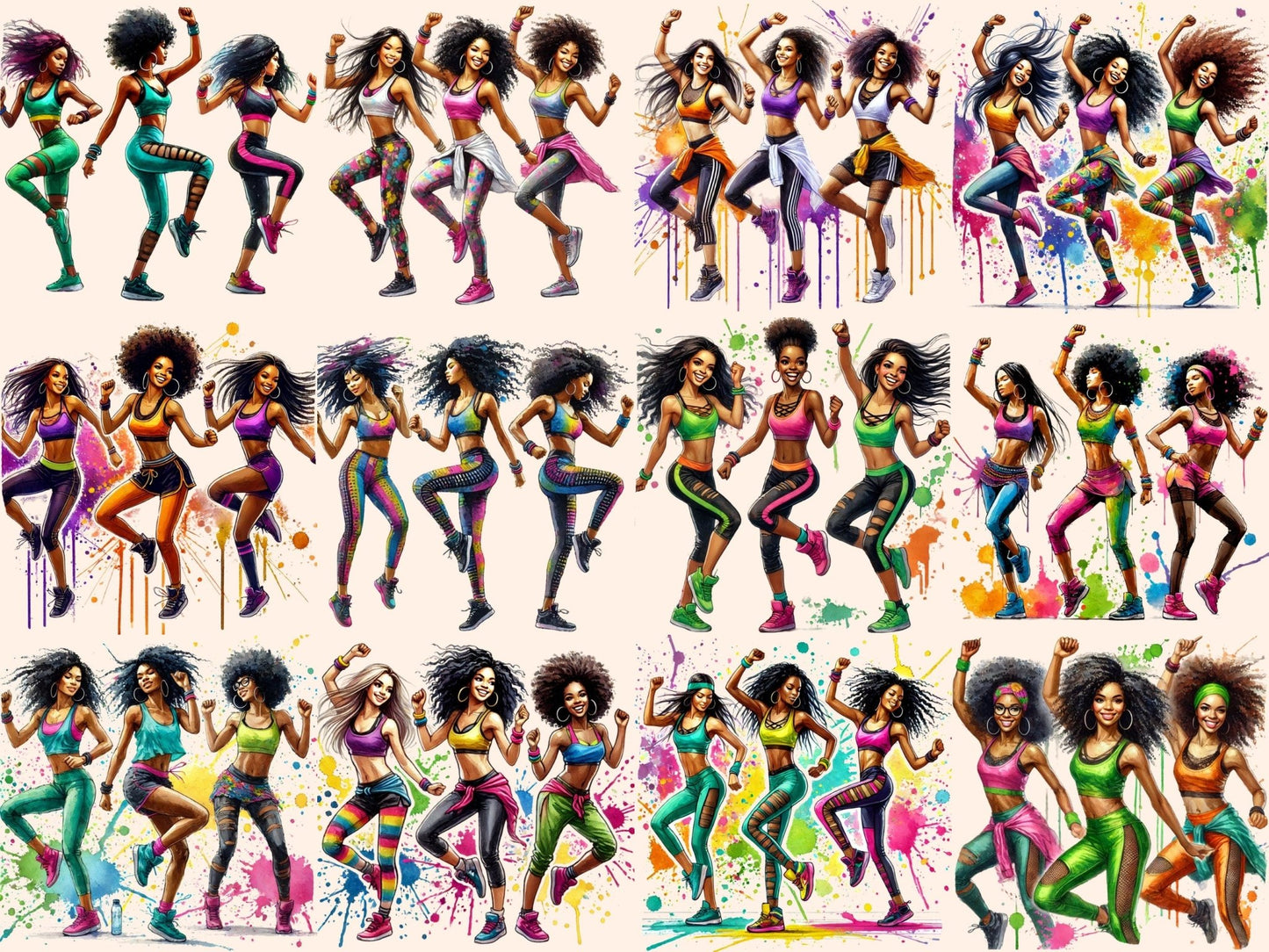 Zumba Girls (P2) Clipart - High - Quality Instant Digital Download for Creative Projects