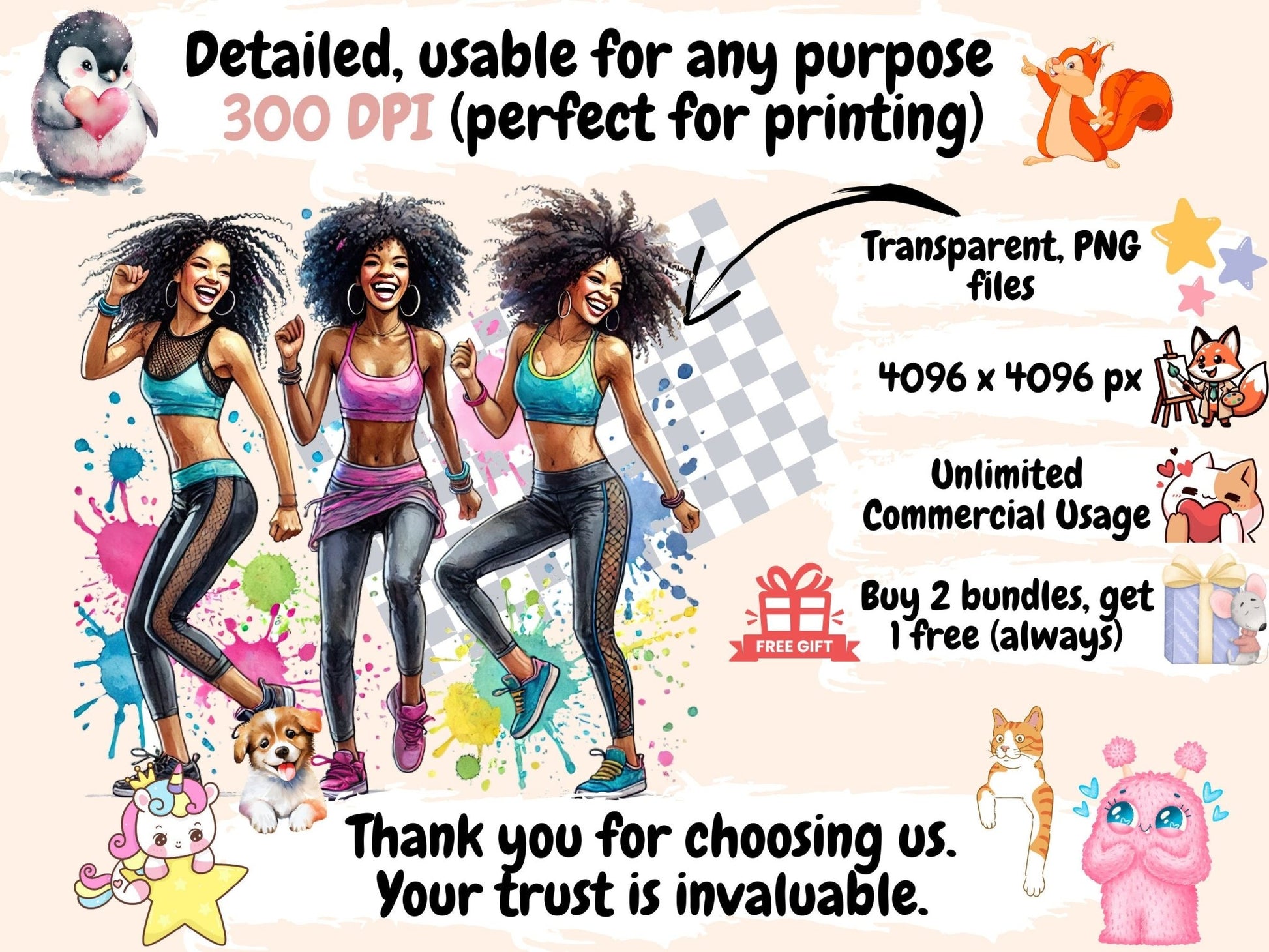 Zumba Girls (P2) Clipart - High - Quality Instant Digital Download for Creative Projects