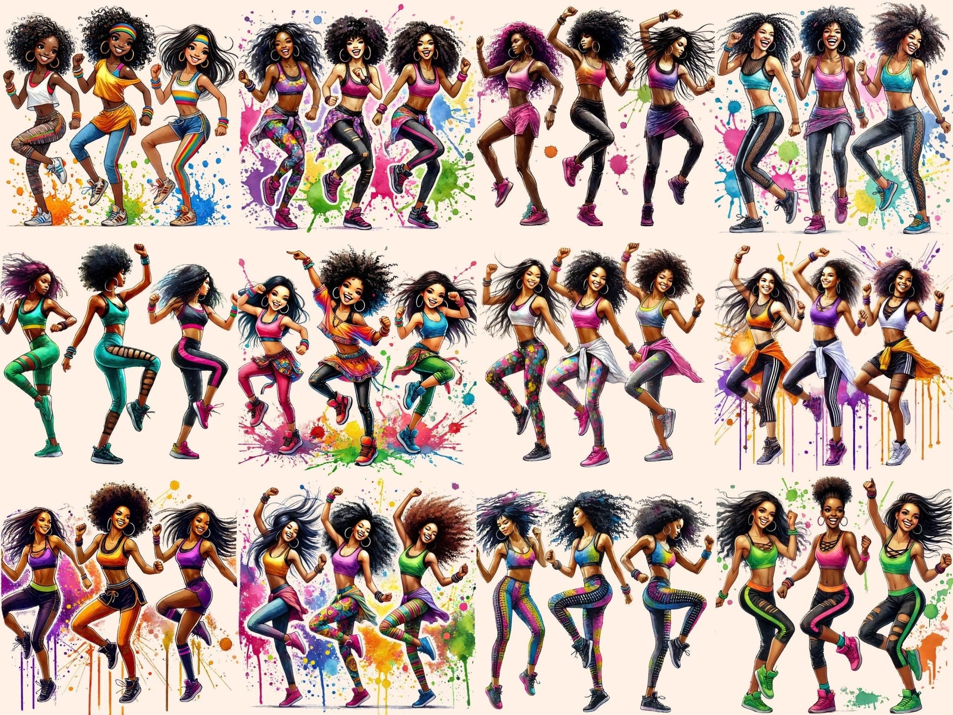 Zumba Girls (P2) Clipart - High - Quality Instant Digital Download for Creative Projects